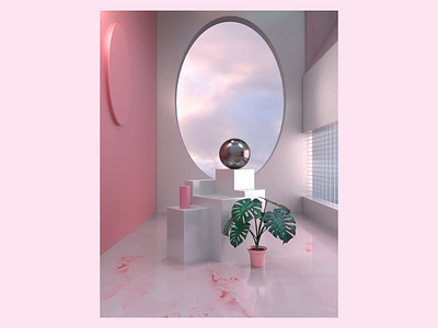 Exploration In Pink 3d architecture arnold cinema4d interior pink plant