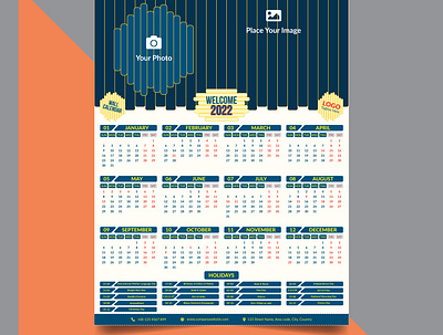 Wall Calendar 2022 2022 adobe illustrator branding calendar calendar design creative date design desk calendar graphic design illustration logo modern month vector wall wall calendar wall calendar templates year