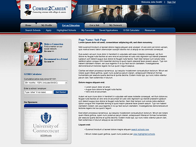 Combat2Career Interior Page Design