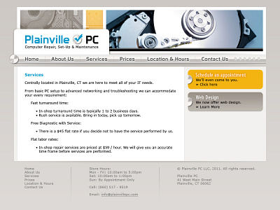 Plainville PC Interior Page Design branding design graphic design logo ui web