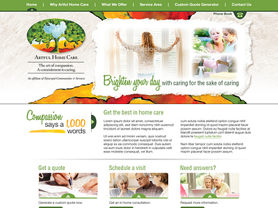 Artful Home Care Home Page Design