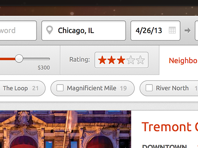 Filters checkbox date facets filter pill rating results search slider star tag ui web