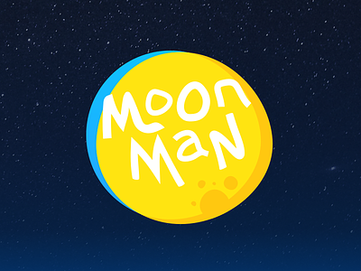 Moonman children handwritten lettering logo moon moonman space