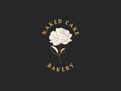 Naked Cake Bakery illustration logo modern rose