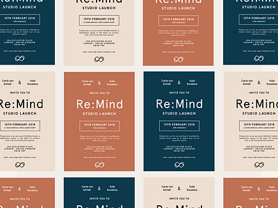 Re:Mind Invites brand branding card invite launch layout logo meditation minimal modern simple