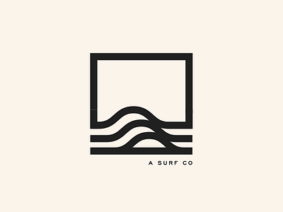 A Surf Co geometric logo logomark monoline ocean square wave