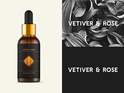 Vetiver & Rose geometric logo logotype modern packaging simple skincare wordmark