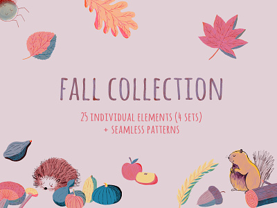 Fall Collection animals art autumn creativemarket doodle drawing fall halloween illustration illustrator leaves nature pumpkins sketch spooky thanksgiving