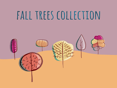 Fall Trees Collection art autumn creativemarket doodle drawing fall fall illustration fall leaves graphics ideas illustration illustration bundle illustrator nature nature illustration sketch trees