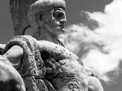 Statue Detail black and white cloud detail editing man people photograph roman rome soldier statue stone