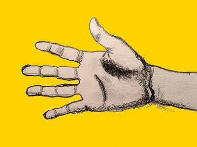 Hand drawing fingers hand help palm refugees yellow