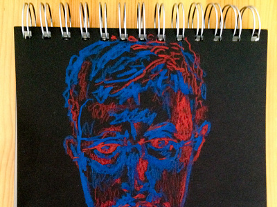 Self-Portrait In Red and Blue blue drawing notebook portrait red