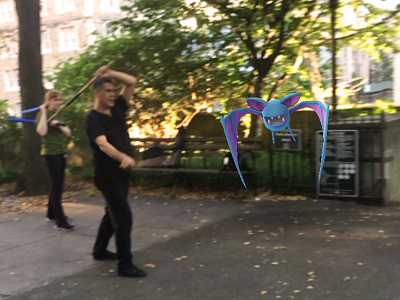 Pokémon In the Wild augmented reality candid pokemon stick fighting street photography zubat