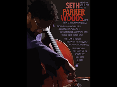 Seth Parker Woods Poster cello expression futura hand movement music poster typography