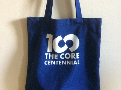 Core 100 Logotype on Totebag 100 bag bold futura humanities logo logotype owl totebag typography
