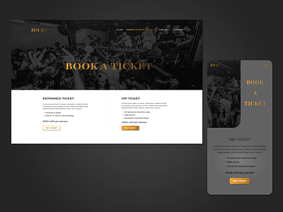 Nightclub Ticket Reservation Page - Responsive Concept minimalist mobile nightclub responsive ui ux web design website