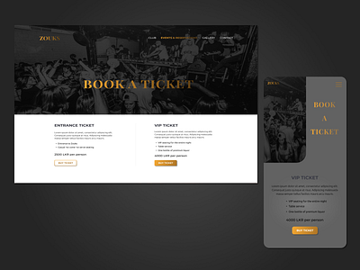 Nightclub Ticket Reservation Page - Responsive Concept