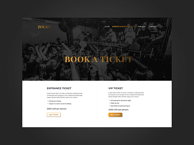 Nightclub Ticket Reservation Page - Website Concept