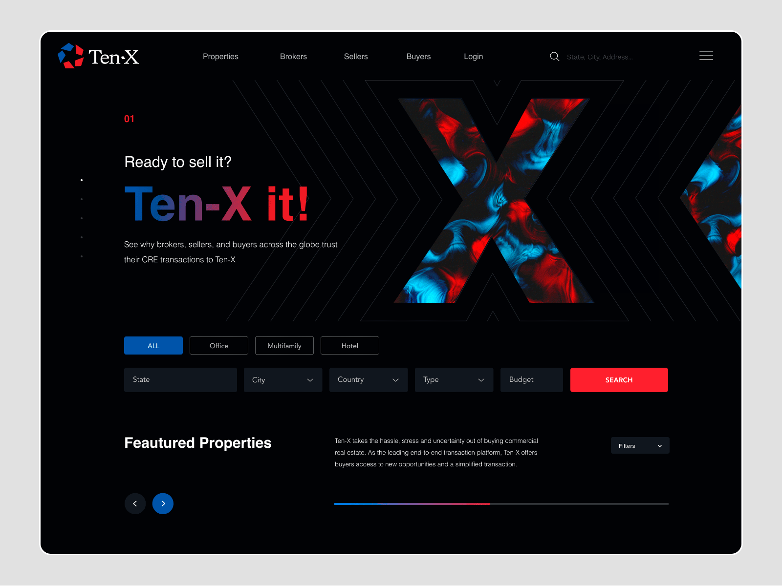 Ten-X Redesign colors reaestate ui ui design uidesign uiux user interface webdesign website