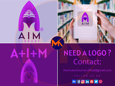 A+I+M BOOK LIBRARY LOGO DESIGN branding graphic design logo