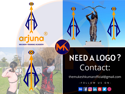 ARJUNA (archery training academy) logo design branding graphic design logo