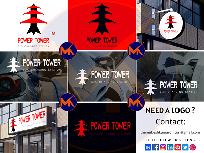 POWER TOWER (e.v. charging station) LOGO DESIGN branding graphic design logo