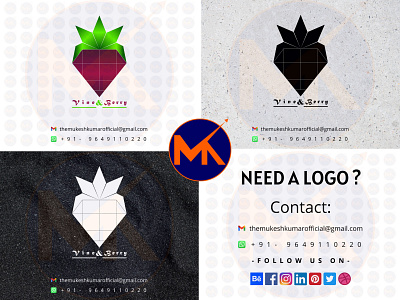 VINE & BERRY (GEOMETRIC LOGO DESIGN) branding design graphic design icon logo vector