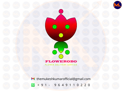 FLOWEROBO (FLOWER DELIVERY SERVICE LOGO DESIGN) branding design icon logo vector