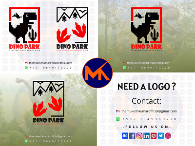 DINO PARK (DINOSAUR AMUSEMENT PARK LOGO DESIGN) branding design graphic design icon logo vector