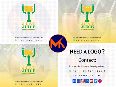 JUST JUICE (JUICE OR SMOOTHIE COMPANY LOGO DESIGN) branding design graphic design icon logo vector