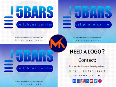 5 BARS (CELLPHONE CARRIER LOGO DESIGN) branding design graphic design icon logo vector