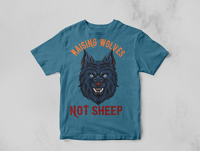 Rising wolves not sheep branding design illustration tshirt typography vector