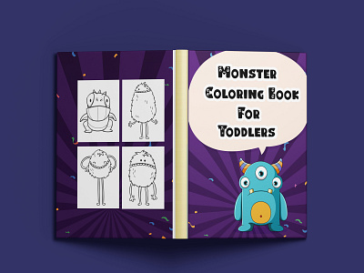 KDP Monster Coloring Book For Toddlers book cover branding children book covercute coverkids design fiverr graphic design interior kdp typography vector vintage book