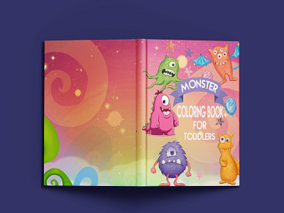 KDP Monster Coloring Book For Toddlers book cover book cover maker branding children book covercute coverkids design fiverr graphic design illustration interior kdp typography vector vintage book