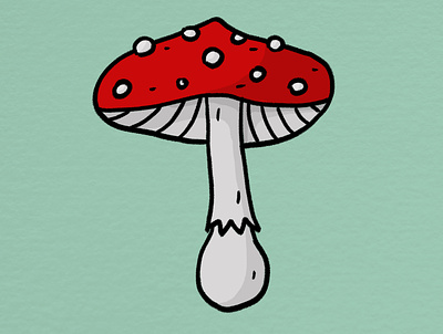 Amanita mushroom cartoon handdrown illustration magic photoshop