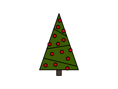 Christmas tree cartoon christmas icon illustration outline simple tree vector