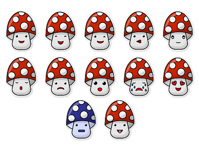 Stickerpack with cute mushrooms