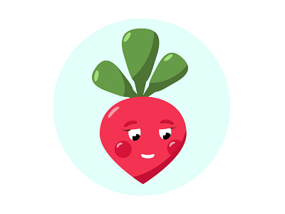 Shy radish cartoon character flat harvest illustration redis shy simple summer vector