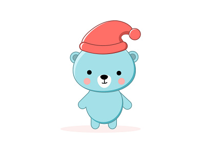 Cute kawaii bear bear blue cartoon cute design flat illustration kawaii vector winter
