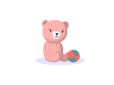 Pink teddy bear toy adobe illustrator bear cartoon cute flat hand drawn illustration pink teddy bear toy vector