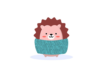 Cute little hedgehog wrapped in a scarf