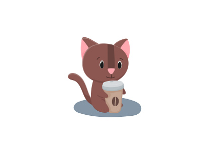 Cat with coffee adobe illustrator cartoon cat character coffee cute cute illustration design flat illustration mascot vector