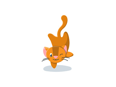 The cute cat is standing on the hands adobe illustrator cartoon cat cha character cute design funny hand drawn illustration kids logo mascot orange pet playful vector