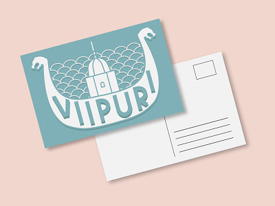 Postcard with the city of Vyborg (Viipuri) adobe illustrator branding city design drakkar flat illustration logo medieval castle old city postcard travel typography vector viking vyborg