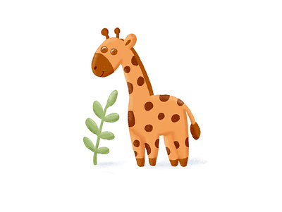 Little giraffe branding cartoon character child cute design giraffe hand drawn illustration little mascot procreate