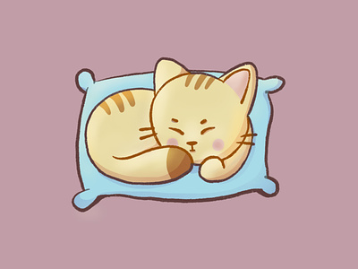 Sleeping kitty cartoon cat cawaii cute design digital painting flat illustration kawaii logo mascot nice procreate sign sleeping
