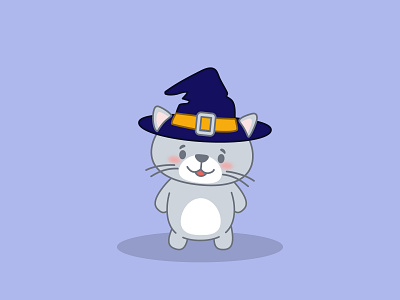Cheerful cat is preparing for Halloween