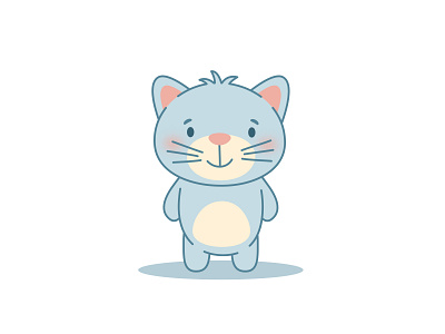 Cute cat adobe illustrator art blue cartoon cat cute design flat funny good mood illustration kawaii logo mascot nice pet vector