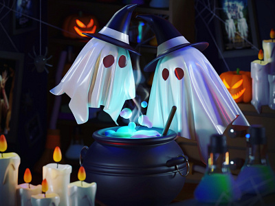 Ghosts👻 3d blender blender3d branding ghost halloween illustration