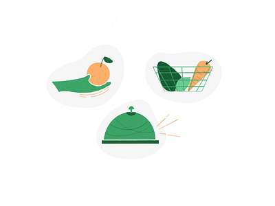 Illustration for Food Sharing App app avocado basket bell ding food illustration procreate sharing social